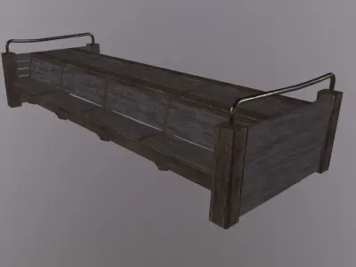 Wood Bench Low-poly 3D model