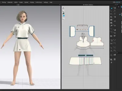Tennis Outfit Marvelous Designer 3D model