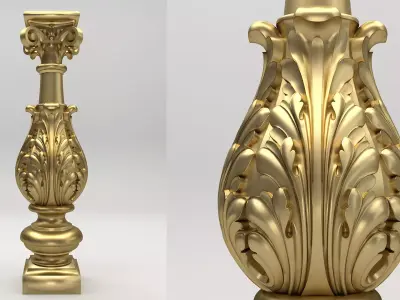 Carved Column 3D model 2