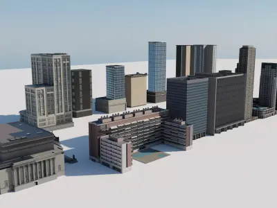 City Buildings Lowpoly Game Ready Free low-poly 3D model
