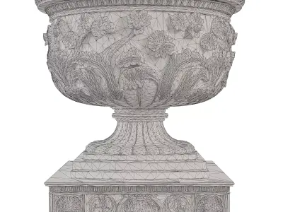 Ancient Sculpted Pot - Ornate Stone Garden Urn 3D model