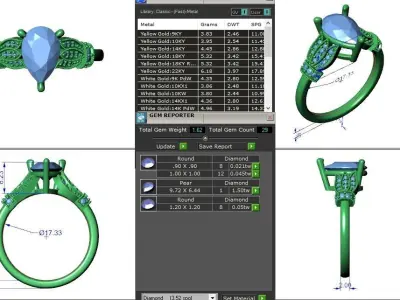 Engagement ring Tina pear 3D print model