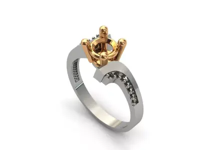 Solitaire Engagement Ring Diamond Women Ring Stone 3D print STL 3D print model