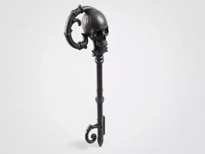 Ornate Gothic Skull Key Low-poly 3D model