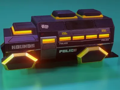 Low Poly Stylized Sci-Fi Police SWAT Hover Car Low-poly 3D model