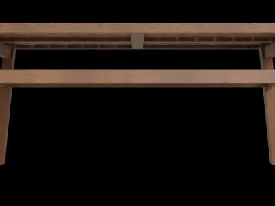 Boho Acacia Wood Chevron Top Outdoor Coffee Table 3D model