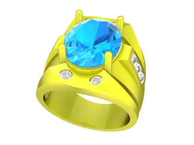 Luxury Oval Gemstone Men Ring Jewelry 3D Model 4876 3D print model