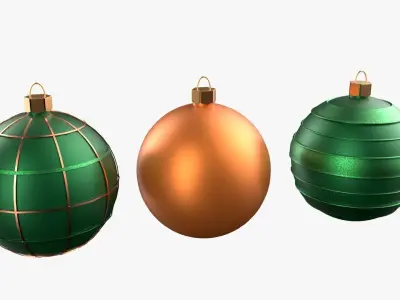 Christmas Tree Ornament Set3 - Green Orange 3D model