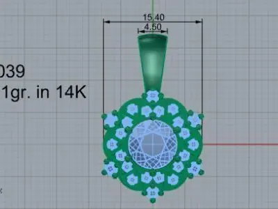 Flower Diamond Pendant 3039 3D print model