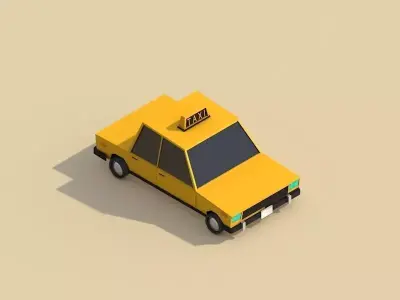 Cartoon Low Poly Taxi Low-poly 3D model