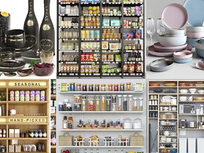 Large set of 25 sets with small items for the kitchen and decor 3D model