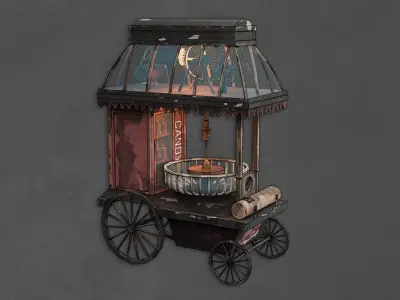 Street Cart Food Bakery Stylized Low-poly 3D model