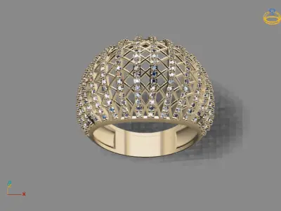 STL 3DM Print Ready Women Diamond Ring Lightweight Printable  3D print model 60