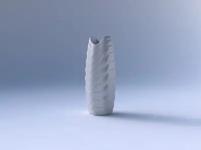 Vase double arc hexagon with smooth horizontal dents 2 3D print model