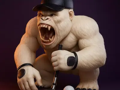 Gorilla Silverback Golf Statue toy 3D print model