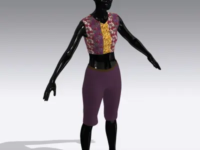 Woman Cloth Dress Low-poly 3D model 10