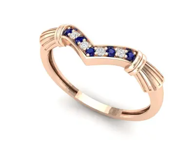 AV 456 Diamond Wedding Stackable Band 3D print model