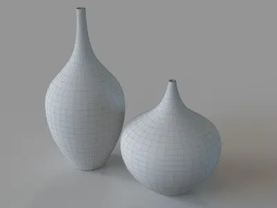 Carla Vases Set Of 2 Teal White 3D model
