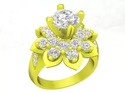 A6701 Luxury Flower Diamond Women Ring 3D print model