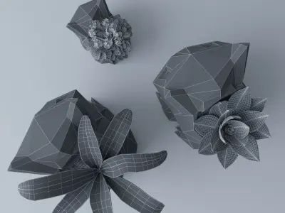 Flower pot bulbasaur Low-poly 3D model