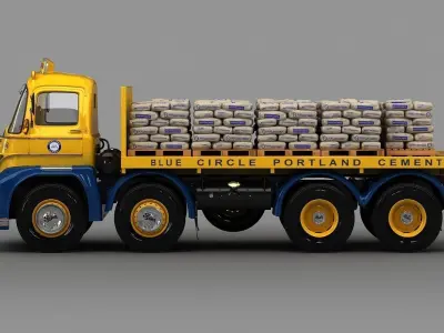 Foden S21 Flat Bed Truck 1962 3D model