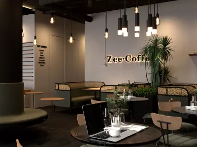 coffee shop 3D model 3D model purchase