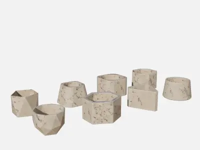 Cement Marble pot  Low-poly 3D model