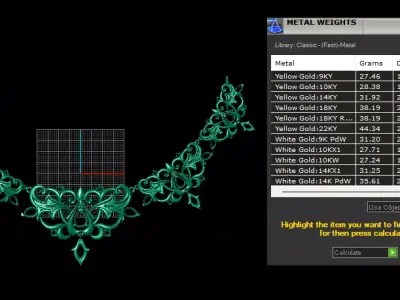 Royal Ruby Blossom Gold Necklace 3D print model