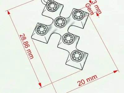Cross silver with diamonds 3D print model