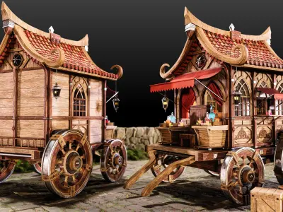 Medieval Carriage Shop 3D model