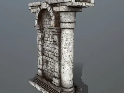 statue 2 column with Low-poly 3D model