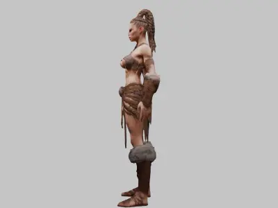Sexy Barbarian Girl Warrior Woman character Low-poly 3D model