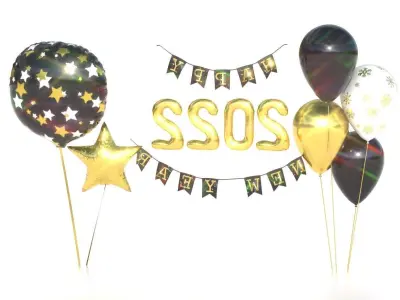 BALLOONS HAPPY NEW YEAR 3D model