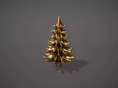 Gold Metal Christmas Tree Ornament Low-poly 3D model