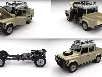 Full Land Rover Defender 110 Double Cab Pick Up 3D model