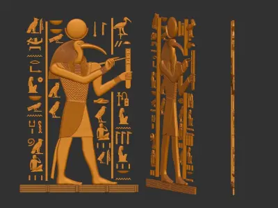Thoth Egyptian God 3d printable relief model cnc 3D print model