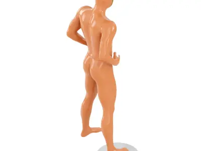 Sports fitness mannequin with golden face 165 3D model
