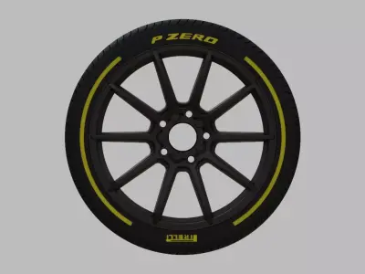 Miniature Konig Control Rim and Tire - 3D Print - No Textures 3D print model