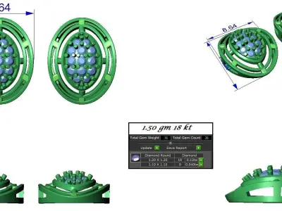 Pendant Earrings combo - 345 3D print model