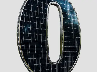 Solar Panel Letter - O 3D model