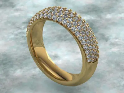 Golden Luxury Diamond Pave Ring 3D print model