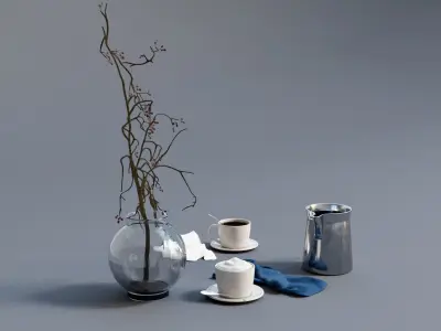 Table Decoration Set and Vase 3D model