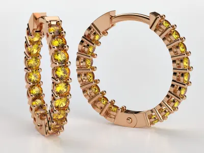 Hoop Diamond Earrings 16mm size 3D print model