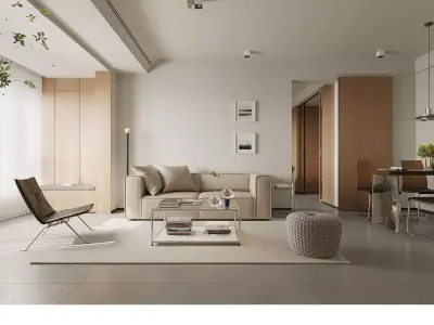 Modern living room dining room bedroom interior scenes 462 3D model