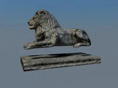 Low poly stone lion Low-poly 3D model