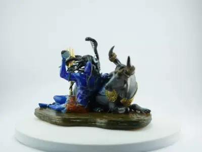 Lord Shiva with Nandi  Detailed 3D Printable Sculpture 3D print model