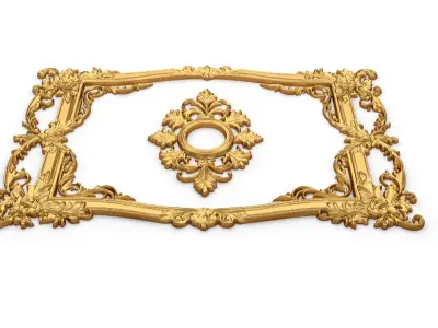 Plaster decorative frame ornament 04 3D model