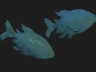 fish  bas-relief 3D print model