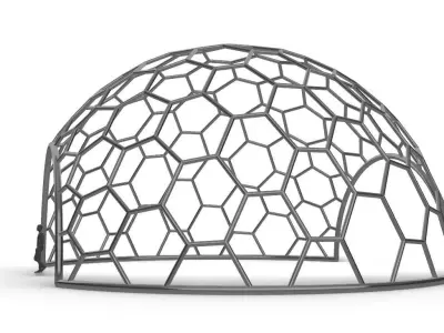 Hexagonal Dome structure Geodesic Like Wireframe Design V2 3D model