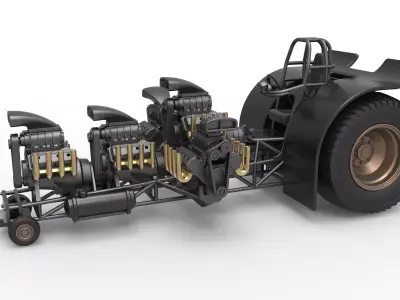 Pulling tractor with 5 engines V8 Version 4 Scale 1 to 25 3D print model